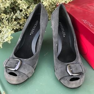 Aerosoles Rekindle Dark Grey Suede Wedges